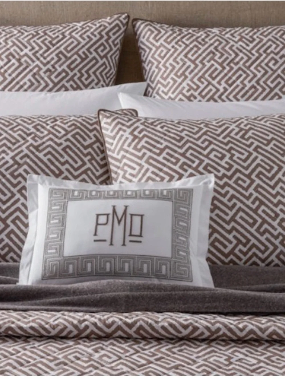 Matouk Schumacher Gabriel Full/queen Duvet Cover 90x96 corded edge mocha
